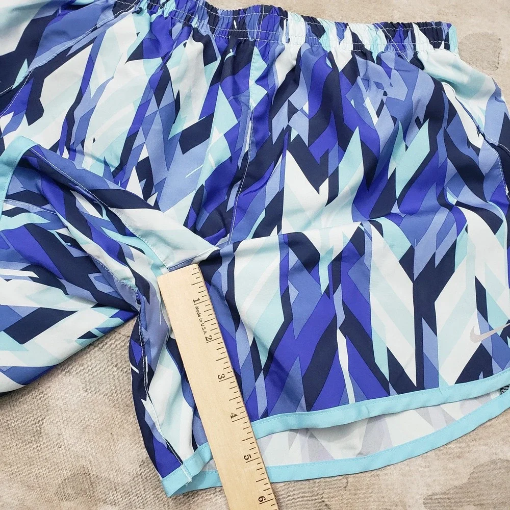 Nike Shorts Womens XL Blue Drawstring Lined Running Gym Fitness Outdoors Geo